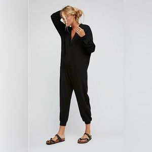 Free People Just Because Onesie Jumpsuit Black Large Slouchy One Piece